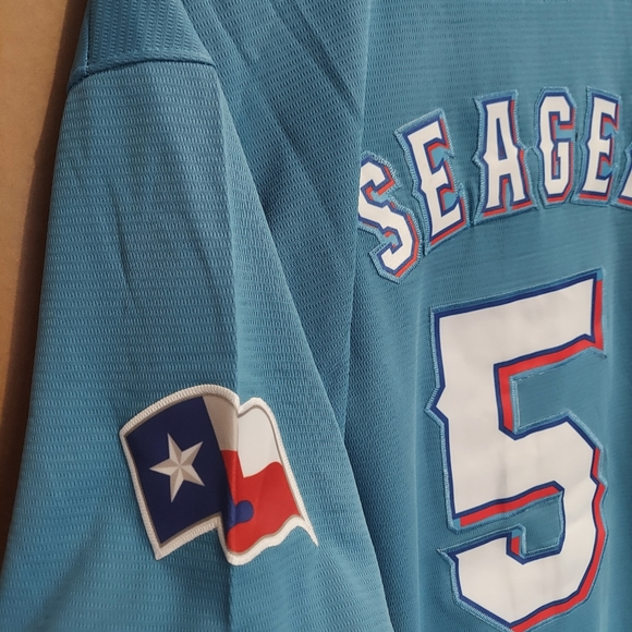 Corey Seager Texas Rangers Baby Blue Stitched Jersey - Picture 10 of 14